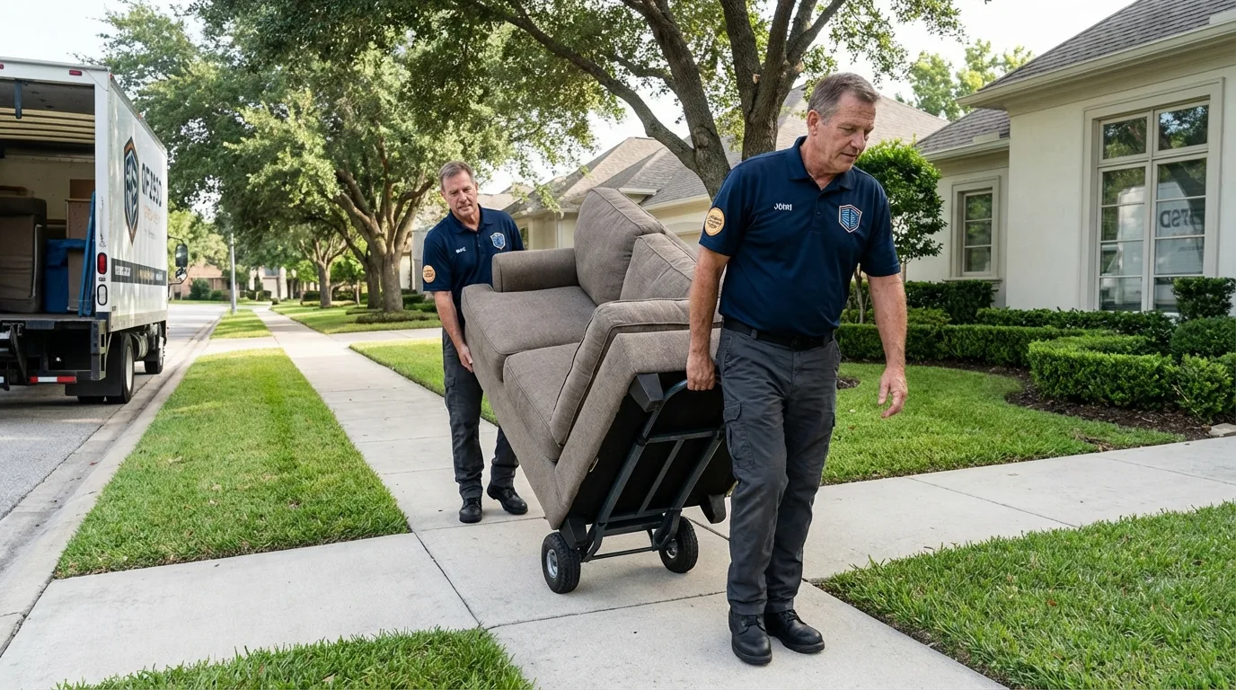 Local residential moving crew loading furniture in Lee, MA